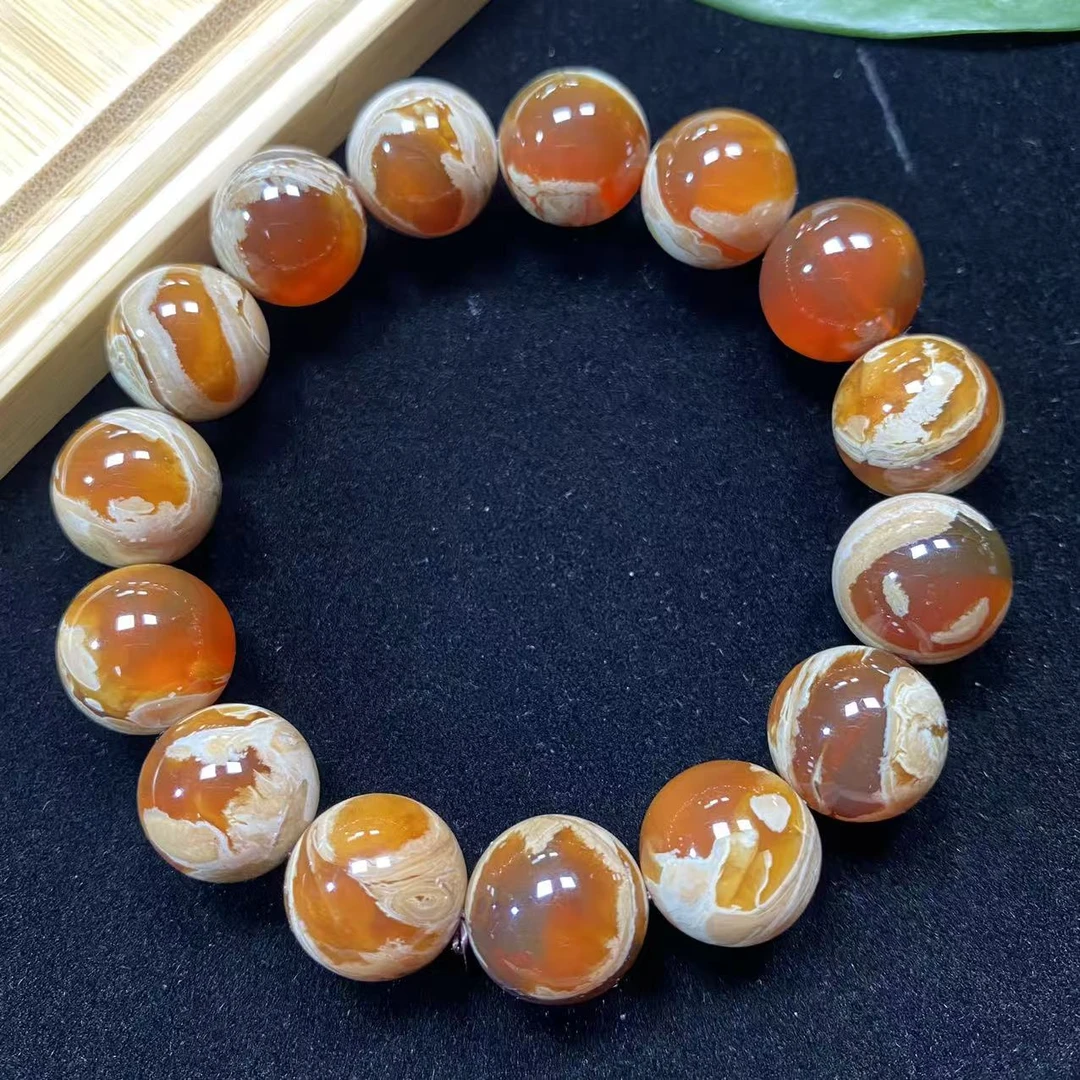 缅甸琥珀瓷白溶洞精品手串百搭彩色