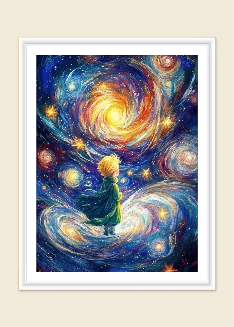 新疆长绒棉*宇宙小王子65*80大格54色十字绣（精准印花）