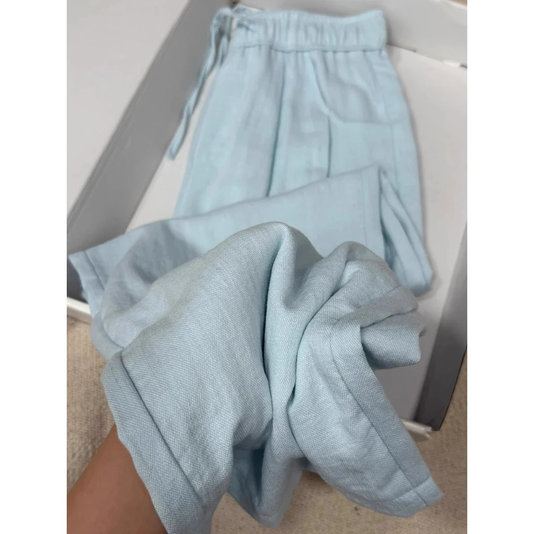 棉麻裤子女款2025新款夏季薄款大码胖mm凉凉裤高腰宽松显瘦阔腿裤