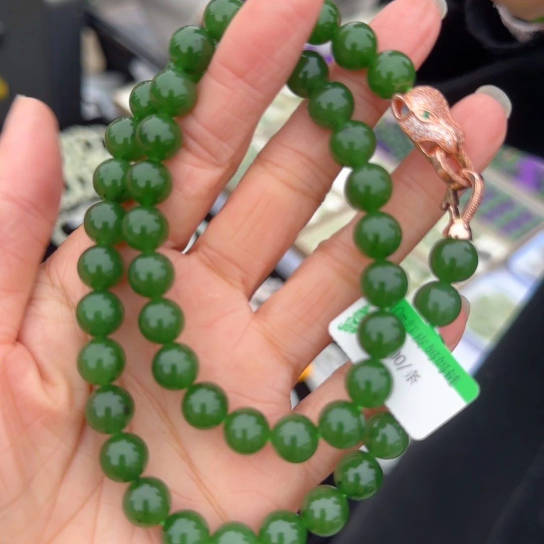 和田玉未镶嵌颈饰卡10碧玉老料红皮高货项链