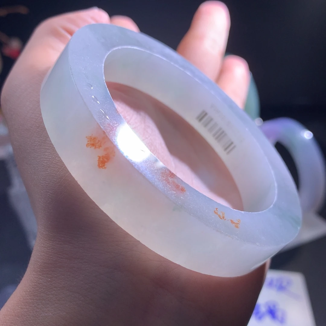 定制翡翠未镶嵌手镯冰红翡洒金57-62