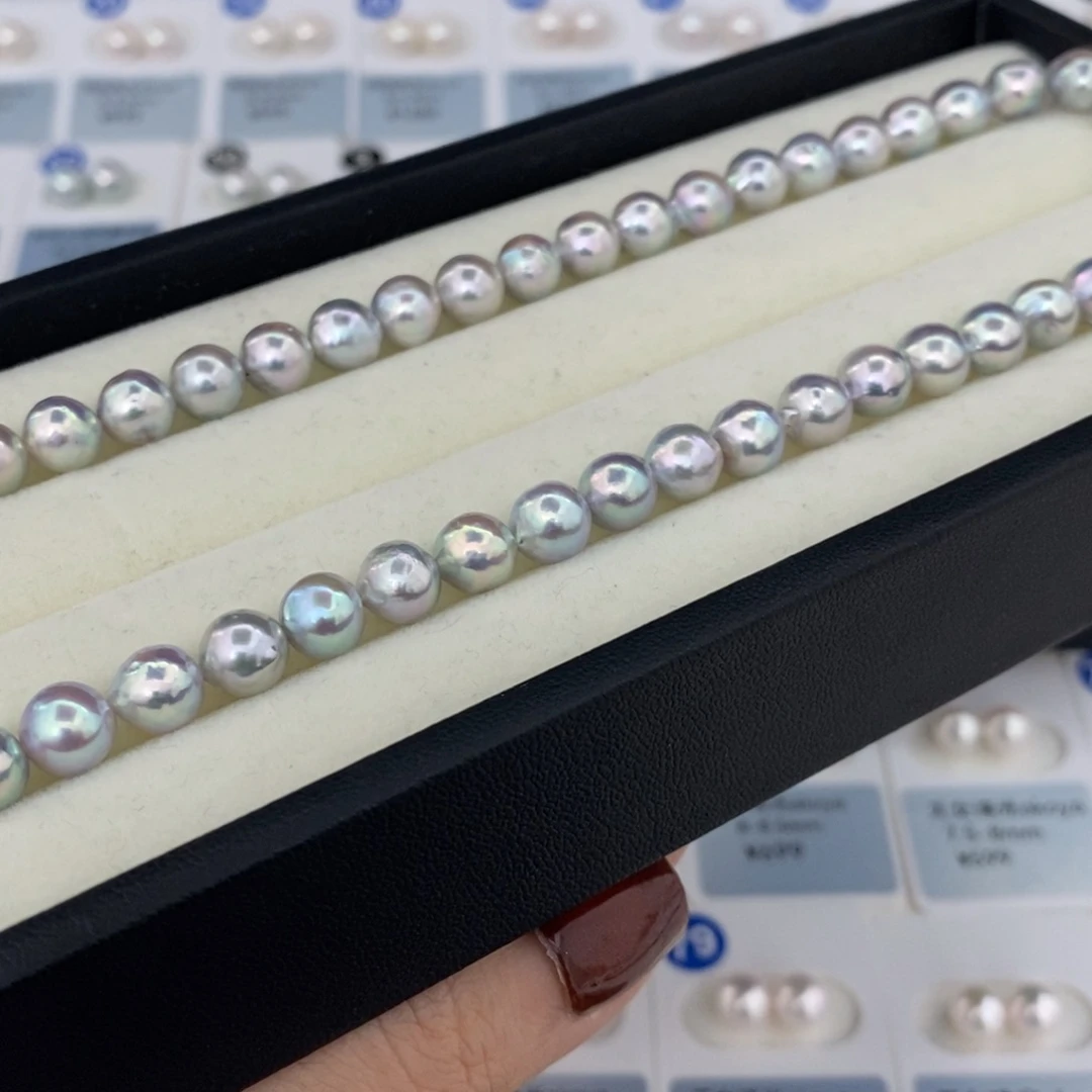 未镶嵌海水珍珠炫彩真多麻串链7.5-8