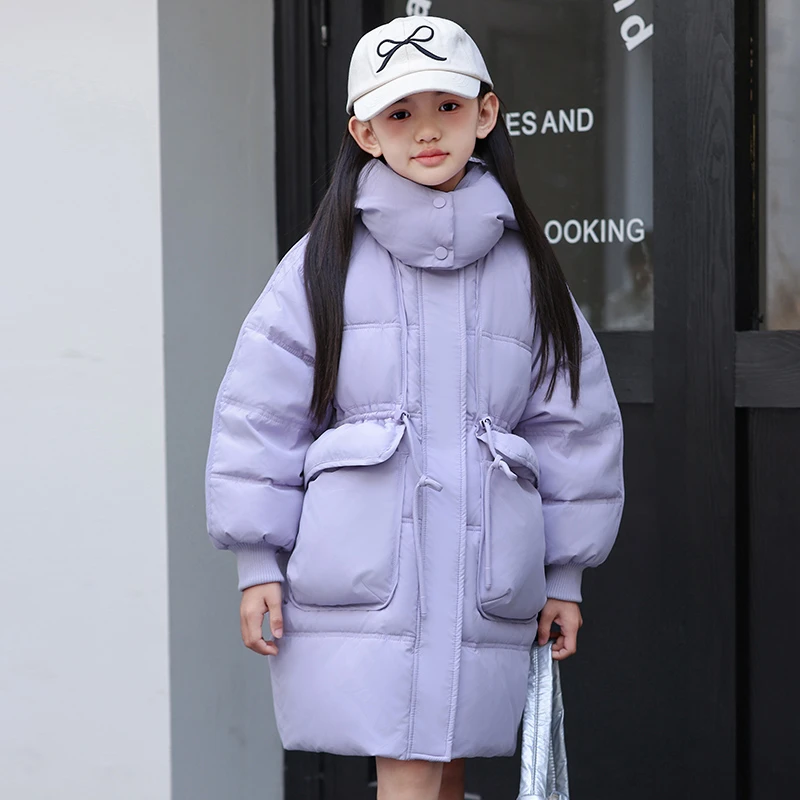 儿童羽绒服2024新款洋气中大童中长款加厚连帽保暖冬装外套潮爆