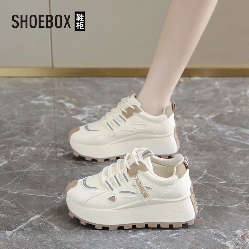 SHOEBOX鞋柜厚底老爹鞋女2025秋季新款超火阿甘鞋增高休闲运动鞋
