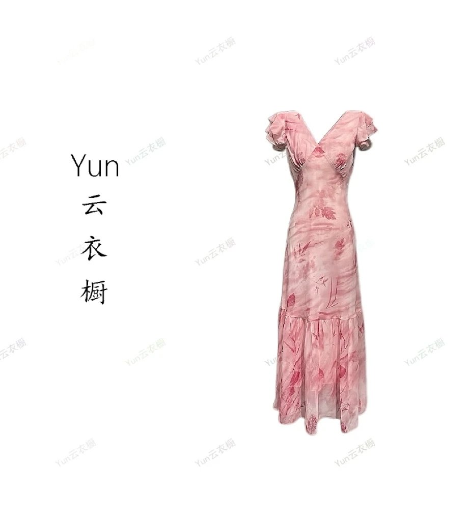 【粉黛佳人】夏款斜裁显瘦粉色女装连衣裙欧若风时尚轻奢气质