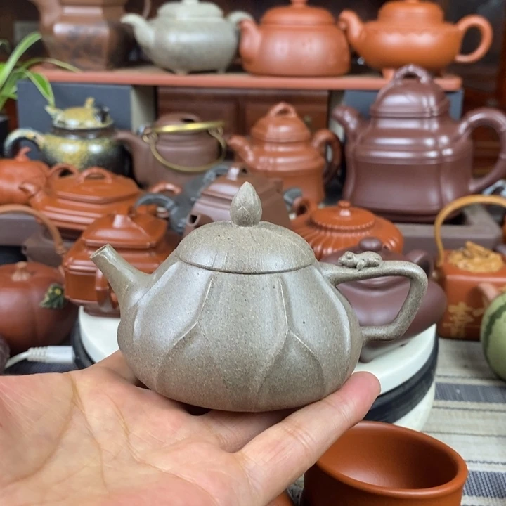 紫砂茶壶莲瓢130cc原矿蟹壳青紫砂双十一特价
