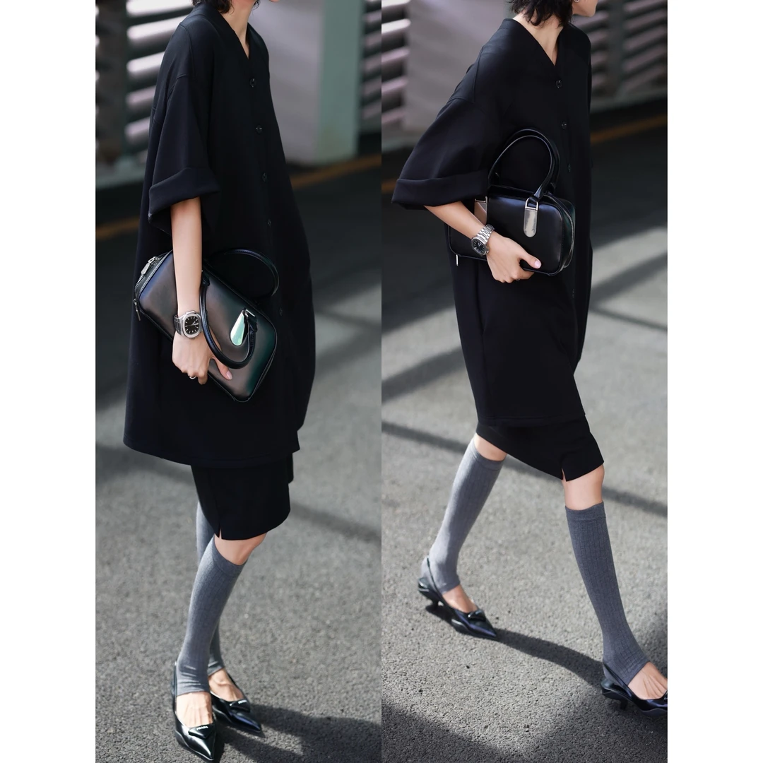 【自由风情】V领中袖上衣 超垂顺百搭 半裙 （套装需分开拍）