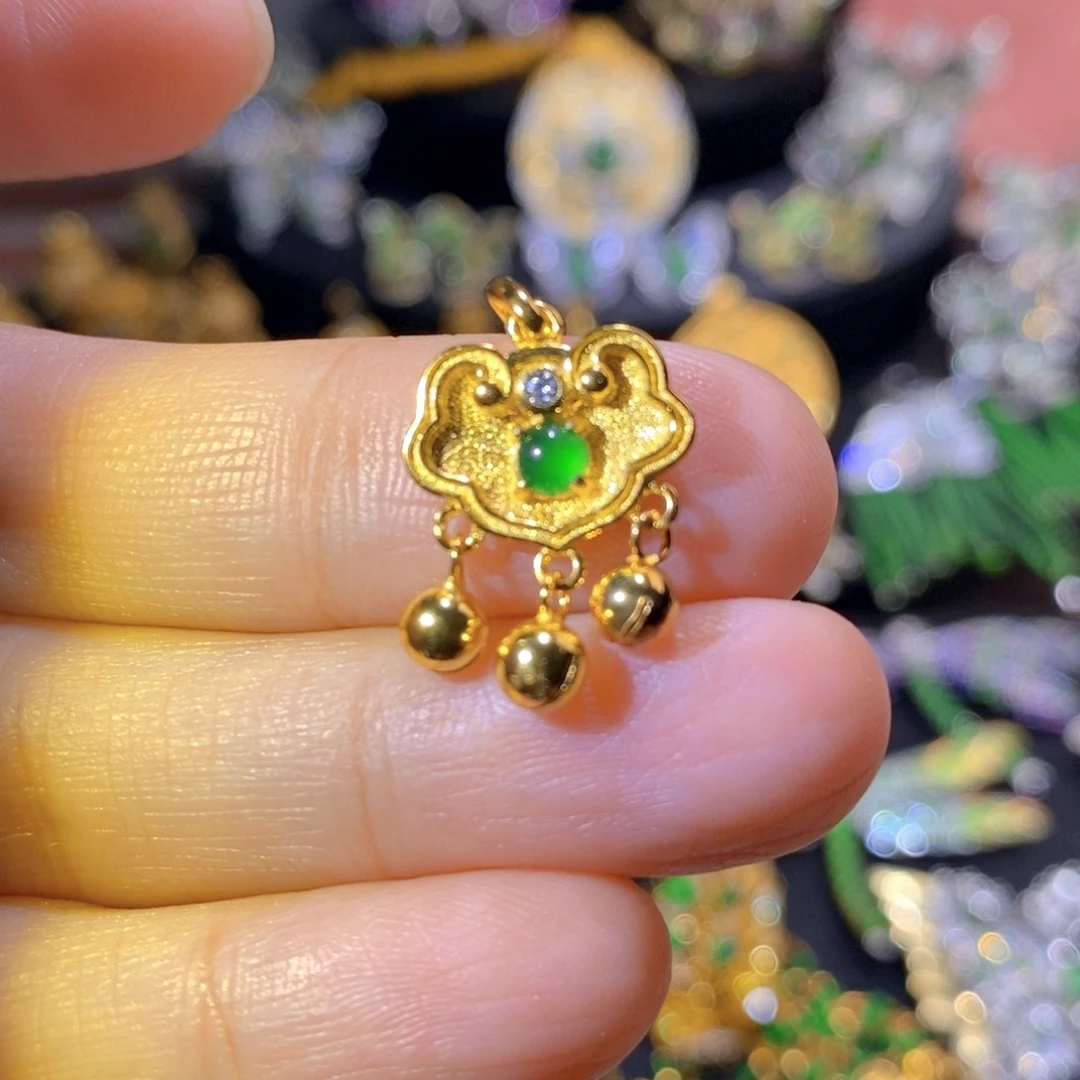 吊坠(不含链)银S925镶嵌翡翠