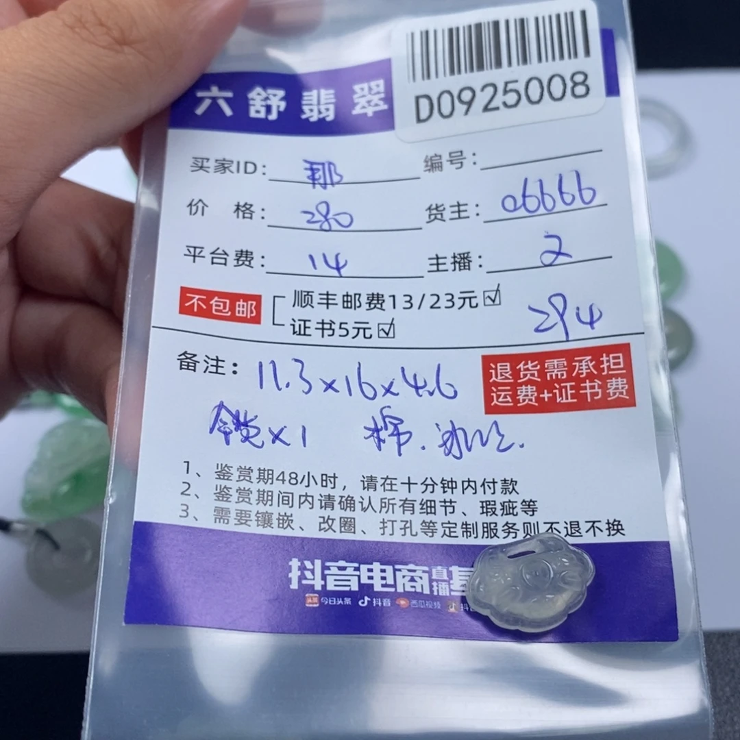 那***烟未镶嵌挂件翡翠D0925008