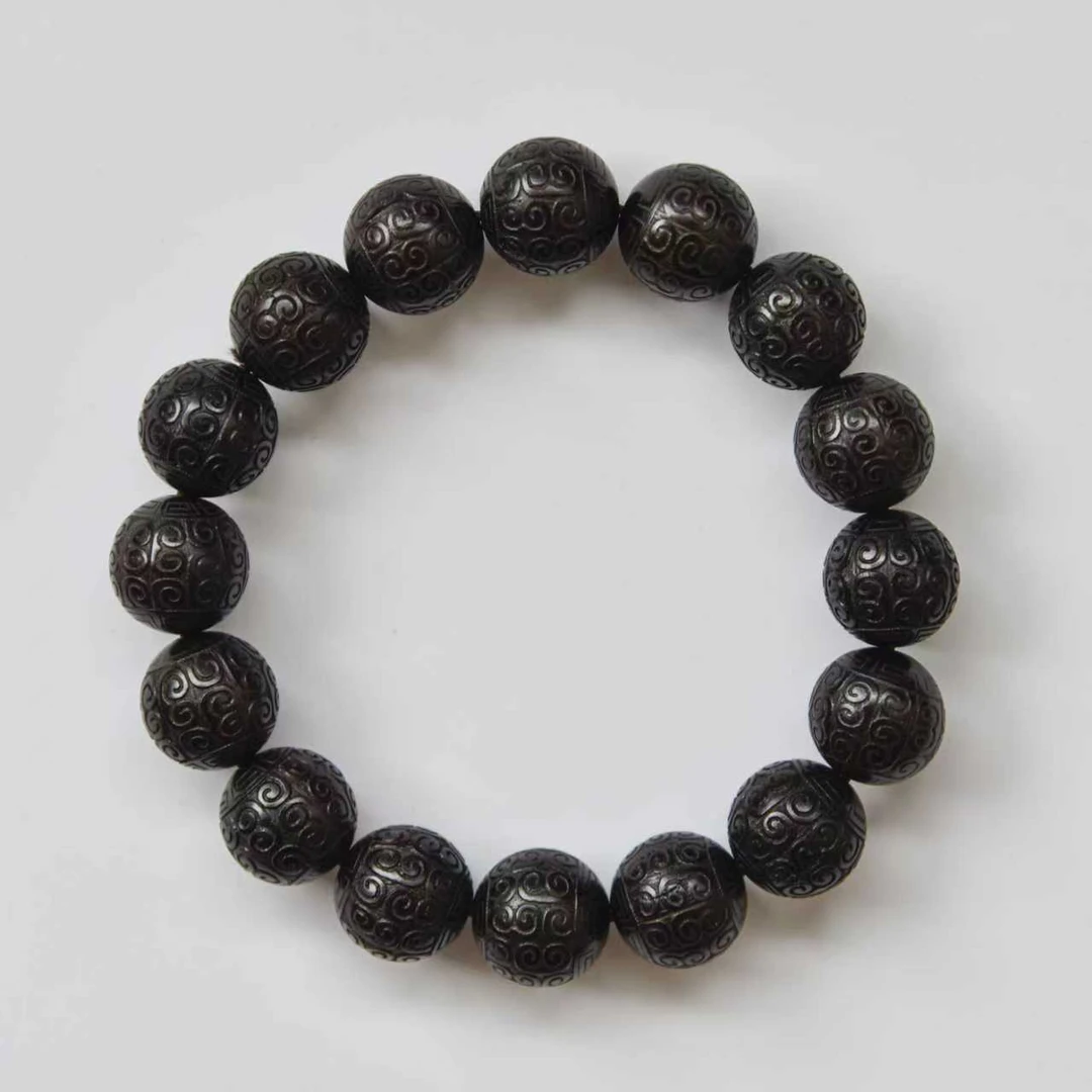 黑檀1.5回纹圆珠手串6011.