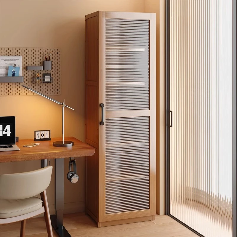 书架落地置物架书柜储物柜一体靠墙家用简易小型防尘夹缝收纳柜子