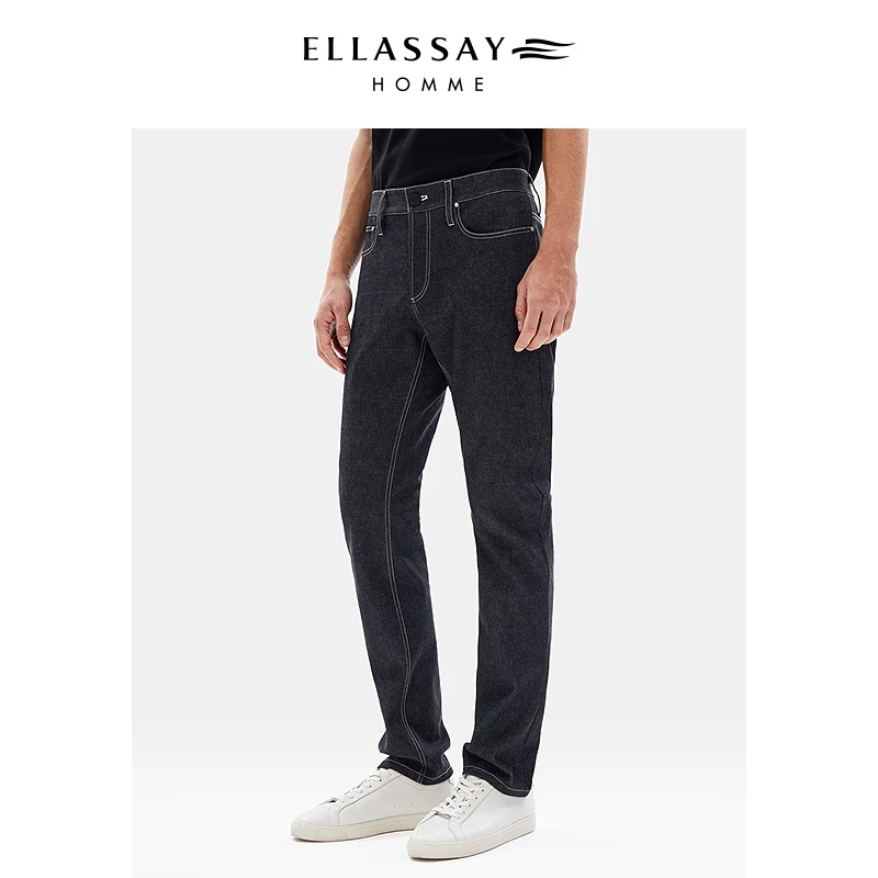 ELLASSAY歌力思男装秋冬柔软百搭休闲挺括弹力显瘦直筒牛仔裤男款