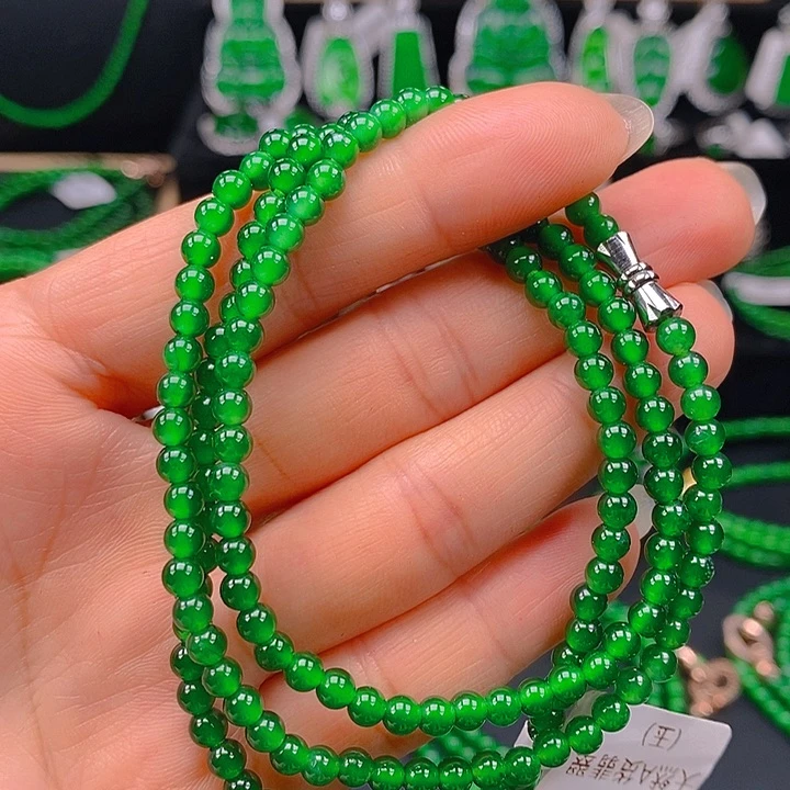 翡翠未镶嵌耳饰天然A货翡翠珠链4