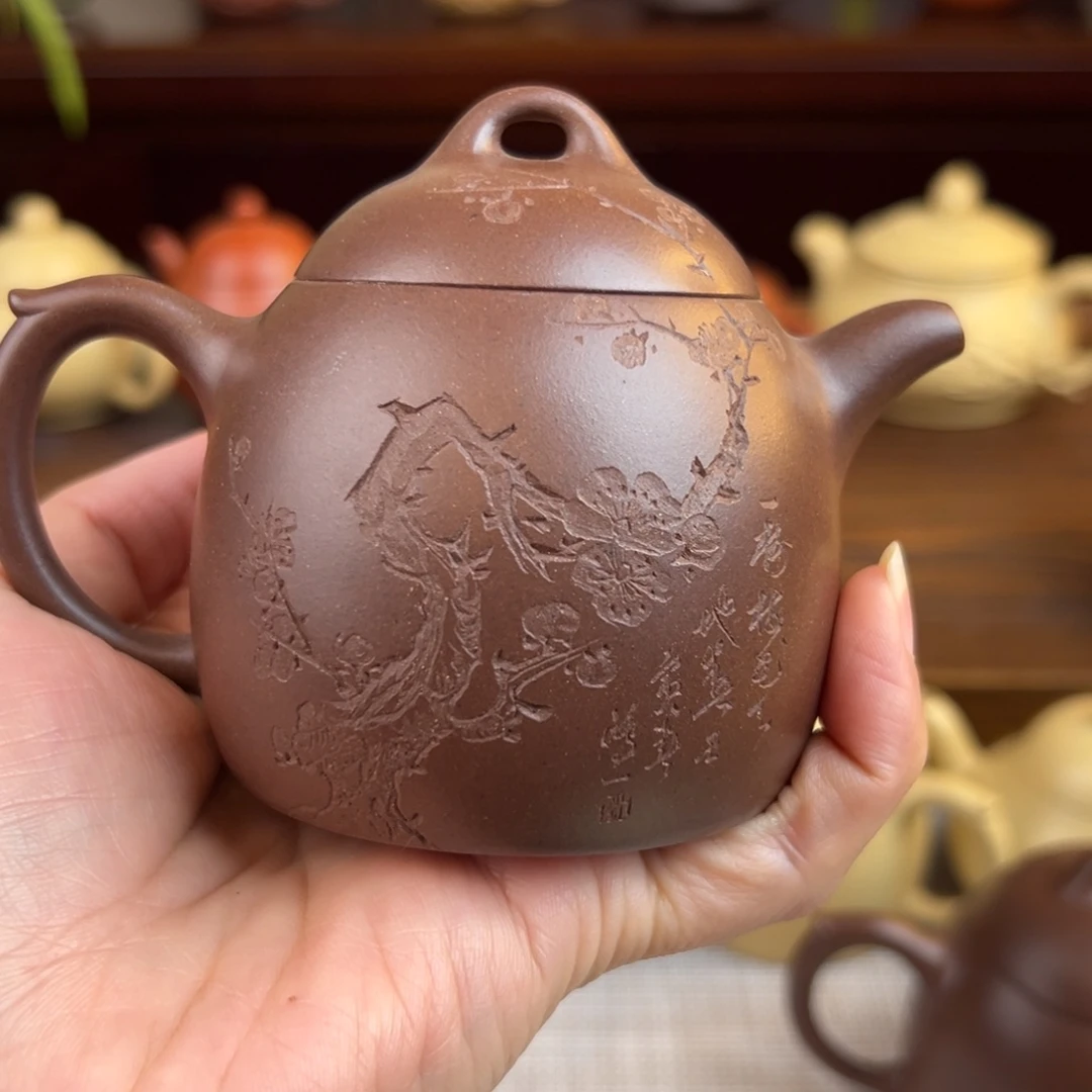 嫣***笑紫砂茶壶紫泥秦权全手150cc
