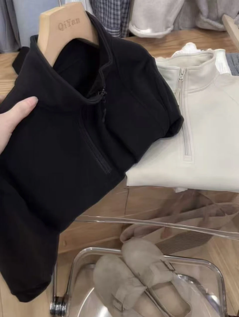 七言家秋冬新品 #火爆立领半拉链双面德绒自发热卫衣@