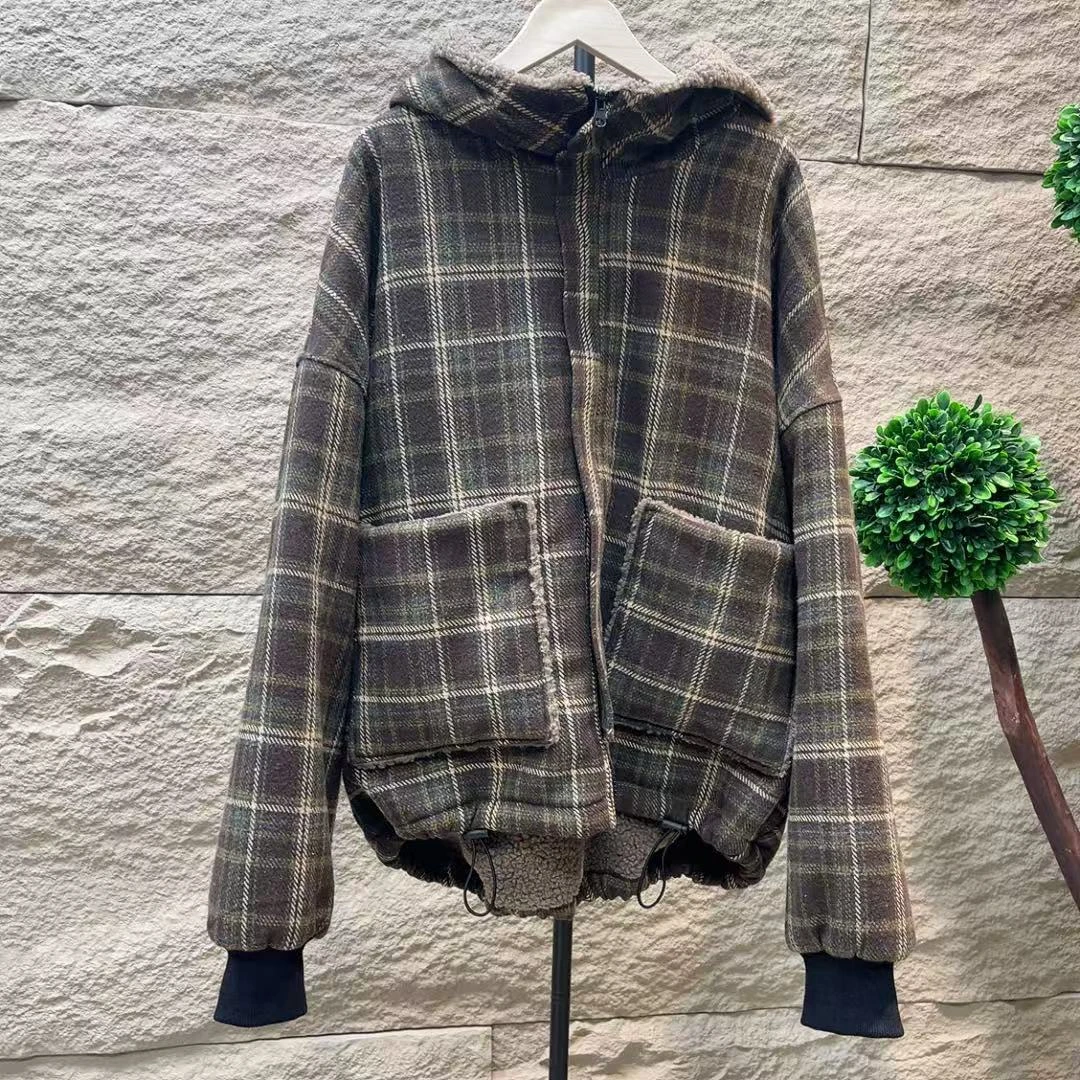 8231新款加绒加厚双面穿冬季休闲百搭宽松显瘦连帽棉服