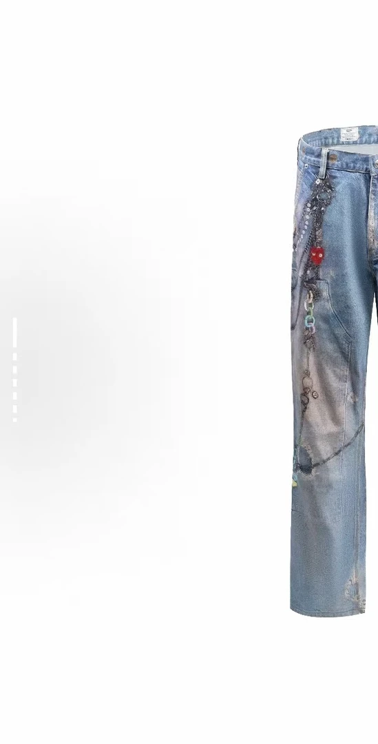 G85 GOOD浪语者徽章印花牛仔裤 男女同款 牛仔蓝