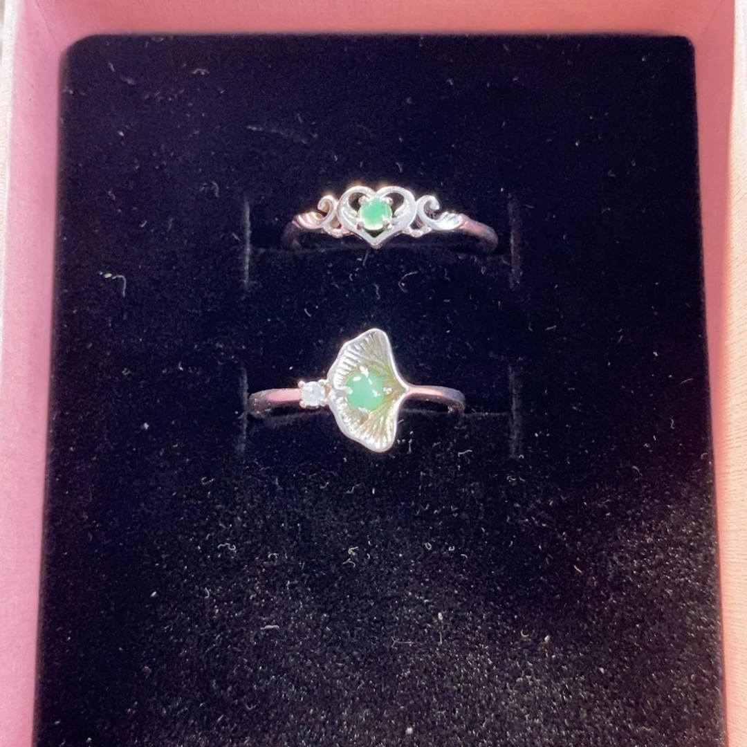 翡翠戒指银S925镶嵌缅甸翡翠A货戒指多样性发一个