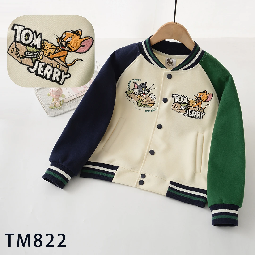 2025年春季新款TM822卡通重工刺绣拼接儿童棒球服