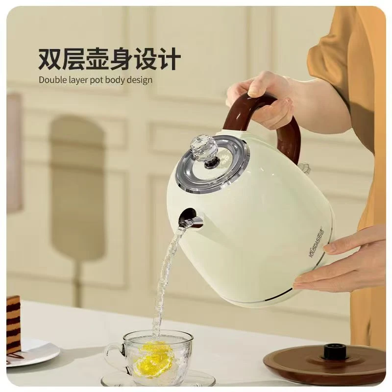 出口原单佑达轻奢复古烧水壶防烫加厚304不锈钢家用宿舍1.7L