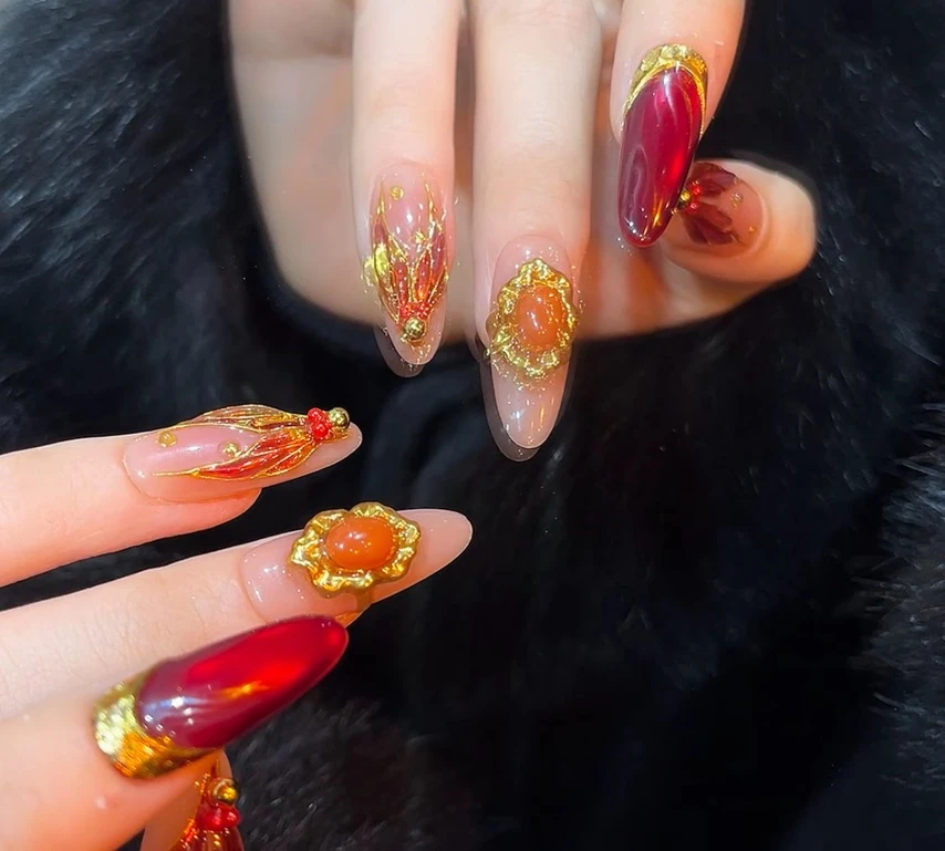 【红鱼尾】纯手工穿戴甲气质穿戴美甲师-高奢设计师定制