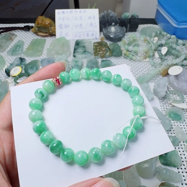 这***H未镶嵌定制翡翠手串