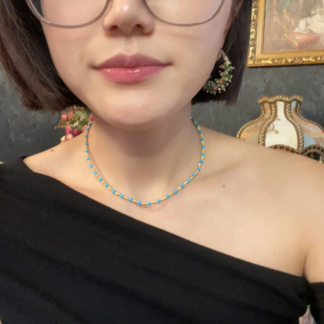 黄铜925银琉璃项链