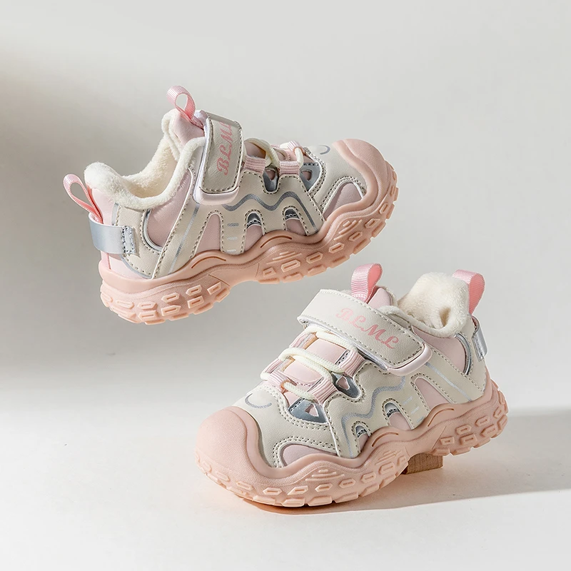 Ginofu2025年冬季休闲鞋保暖加绒时尚风防滑防踢透气中小童童鞋子