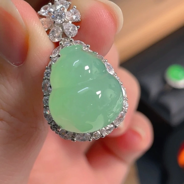 翡翠银S925镶嵌吊坠(不含链)