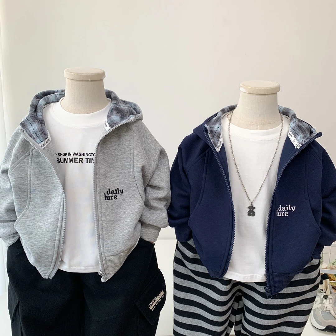 男童连帽外套春秋款儿童休闲运动服上衣2025新款男孩卫衣开衫百搭