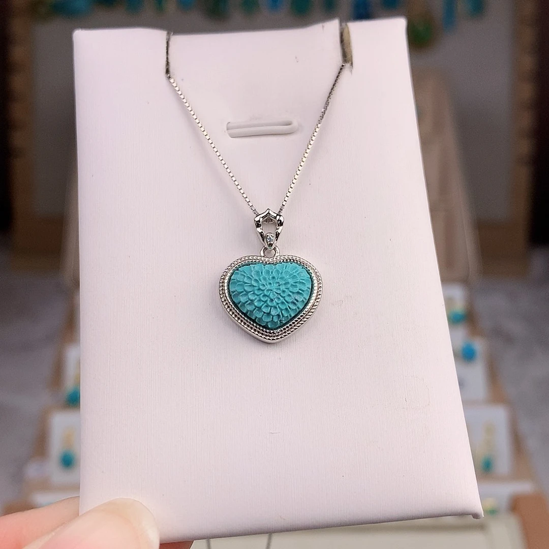 绿松石颈饰银S925镶嵌