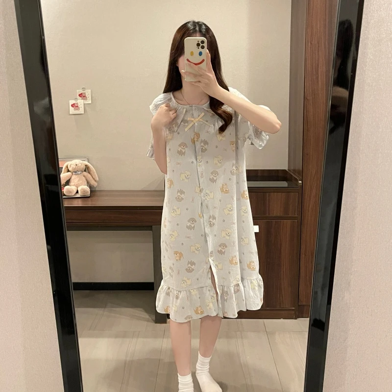 夏季爆款带胸垫睡衣女睡裙甜美公主风家居服甜美睡裙网红薄款夏天