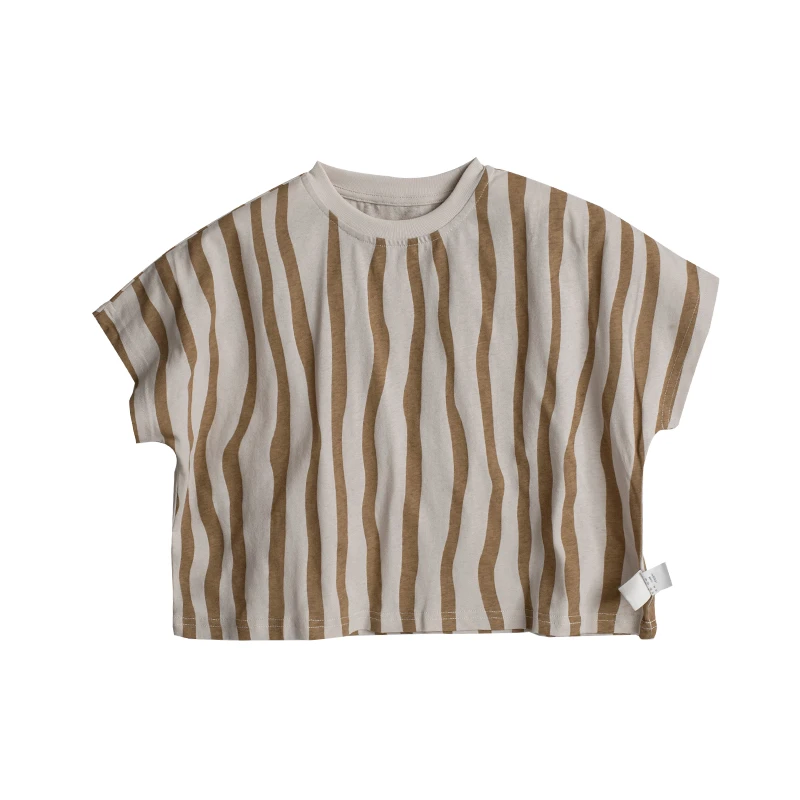 ryebread黑面包童装 韩系竖条纹女小童宝宝圆领短袖T恤■夏