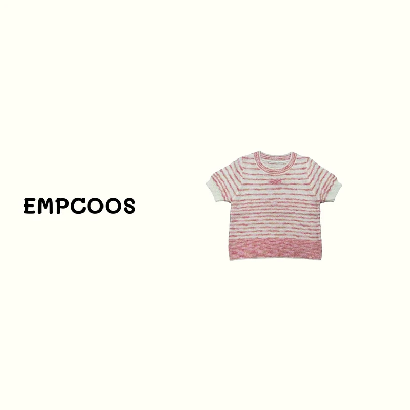 【EMPCOOS】毛针织衫粉色针织短袖毛衫春夏百搭 514