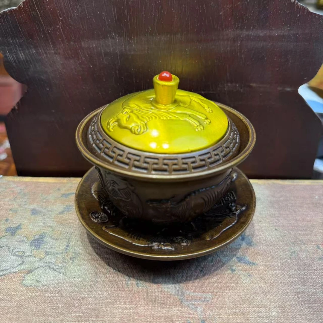 【闪购链接】铜三财盖碗摆件