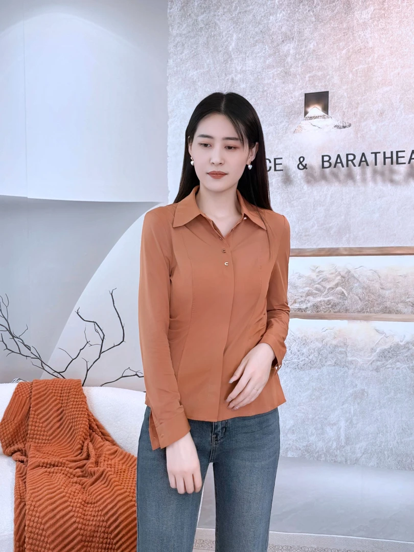 中长款成人针织印染常规衬衫简约休闲春季女装修身显瘦D1JD9199