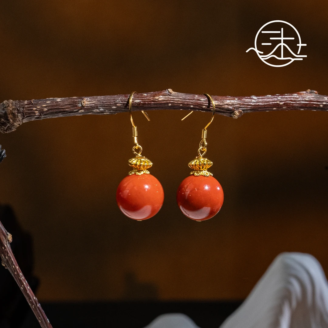 一念秋山【南红】天然南红耳坠 12mm