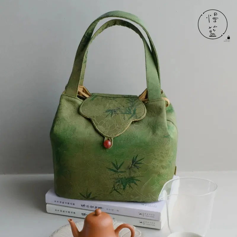 慢蓝香云纱如意茶事布包翻盖壶袋茶具收纳袋子织锦手拎包功夫茶道