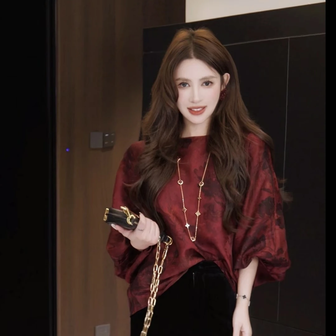 G. yantong/郭彦彤定制国风复古灯笼袖衬衫上衣早秋气质DD1211