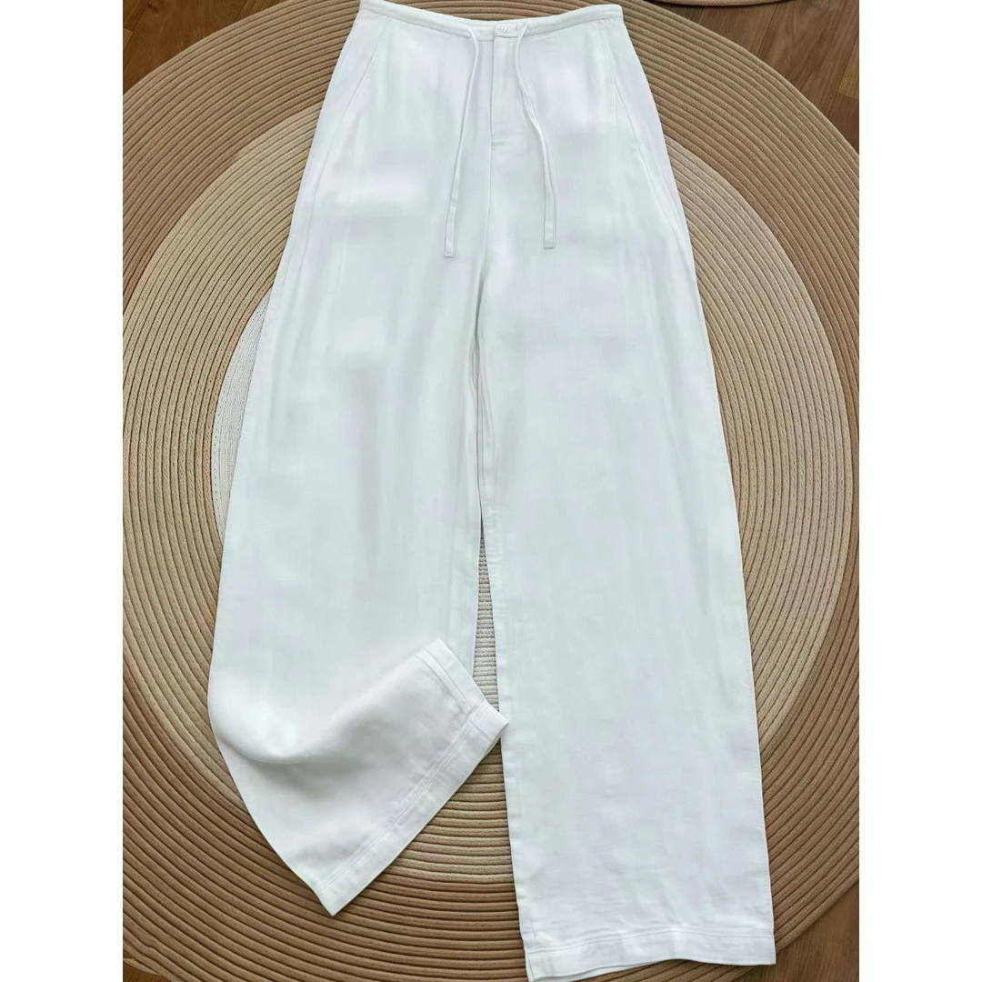 【天丝亚麻】禅意女裤17支双股纱线法国雨露亚麻劳拉风休闲阔腿裤1