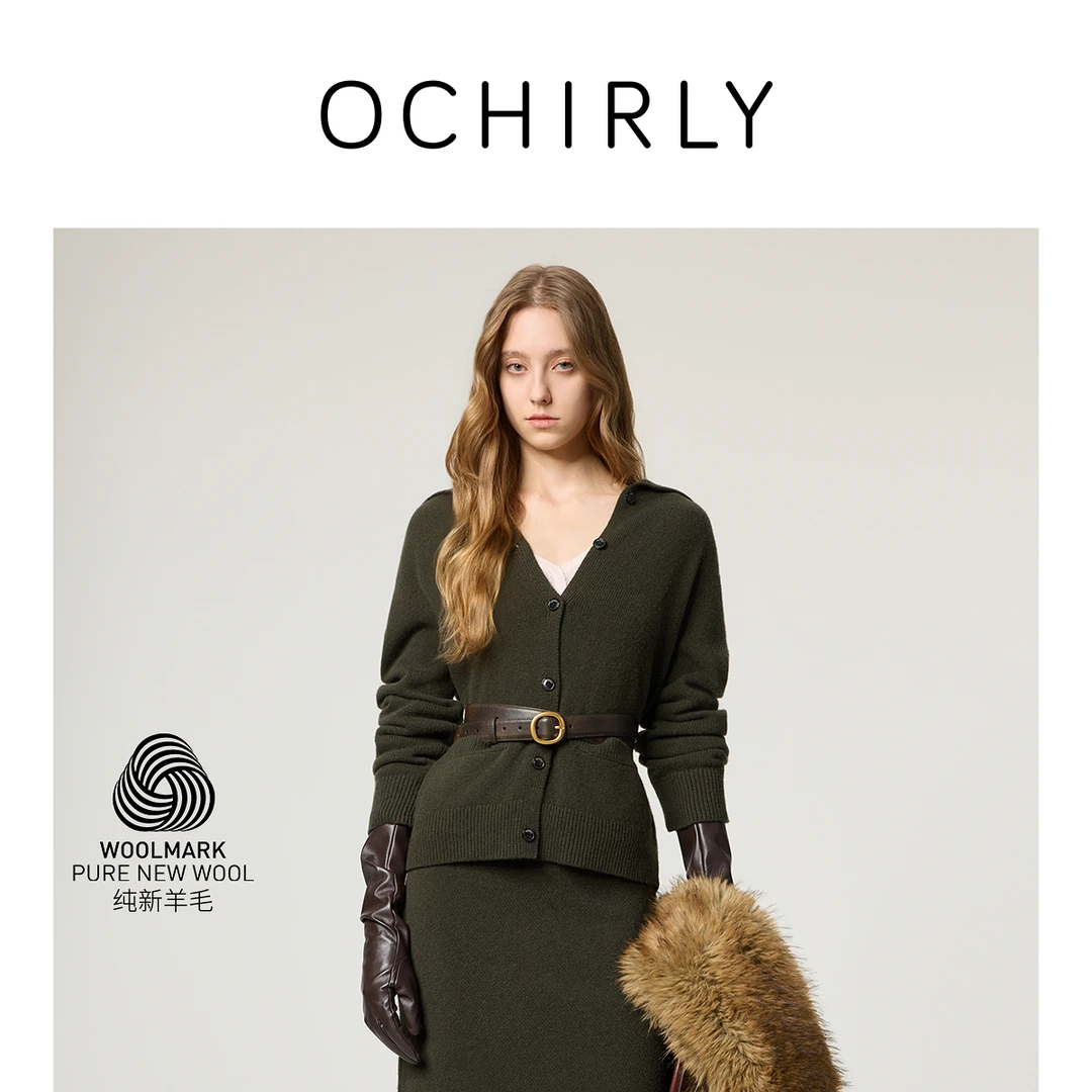 【新品】Woolmark认证OCHIRLY欧时力 100%美丽诺羊毛针织外套25冬