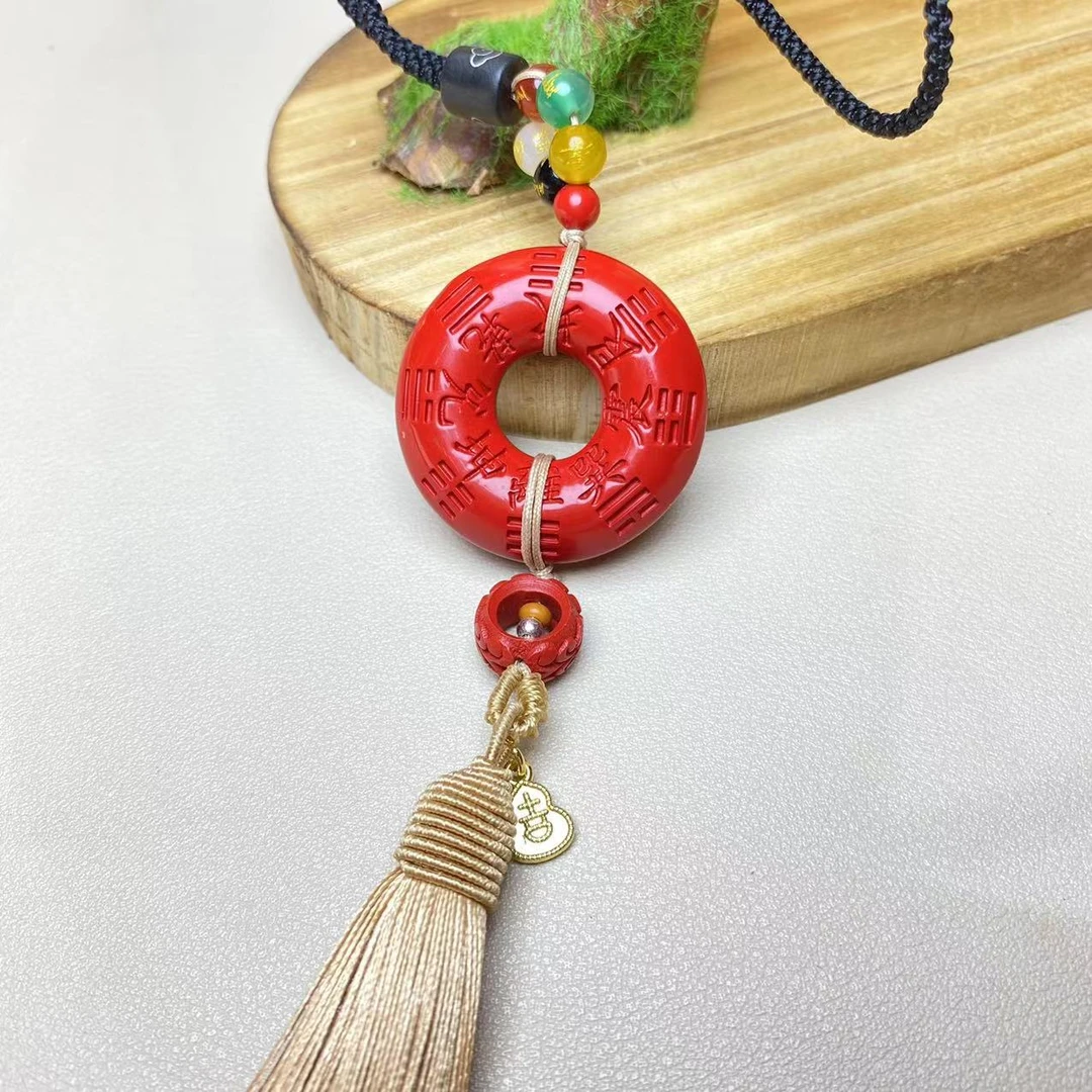 含辰砂工艺品高含量朱砂红砂设计款山花钱车挂正品保真朱砂包挂