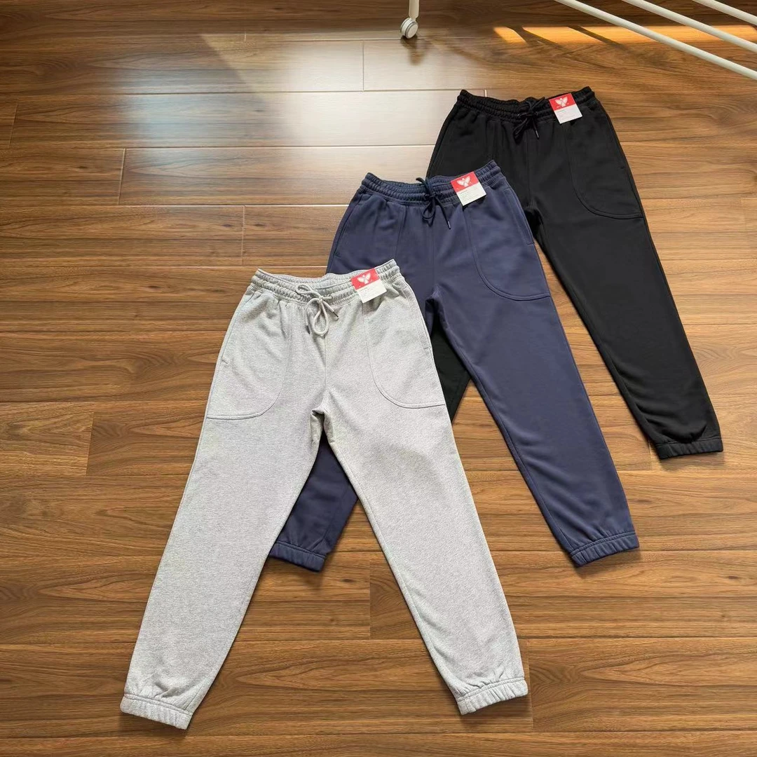 外贸日单春秋户外棉毛圈男女跑步运动裤卫裤针织束脚休闲裤长裤潮