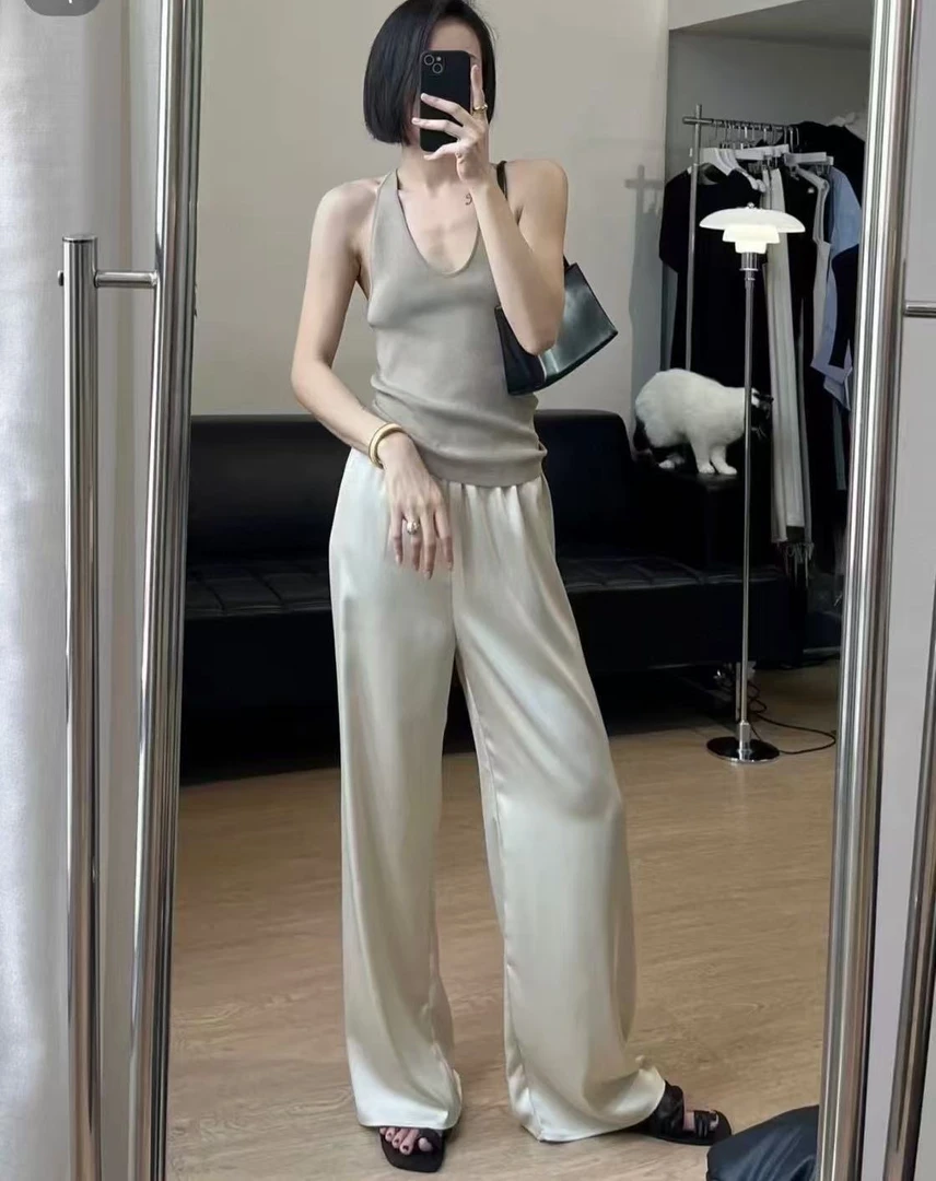 深圳南油女装女装新中式国风醋酸直筒裤女