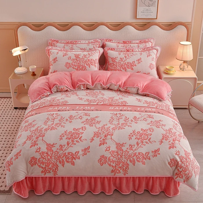 【1.8被套】冬季保暖牛奶绒四件套 不掉毛防静电 双面绒加厚被罩