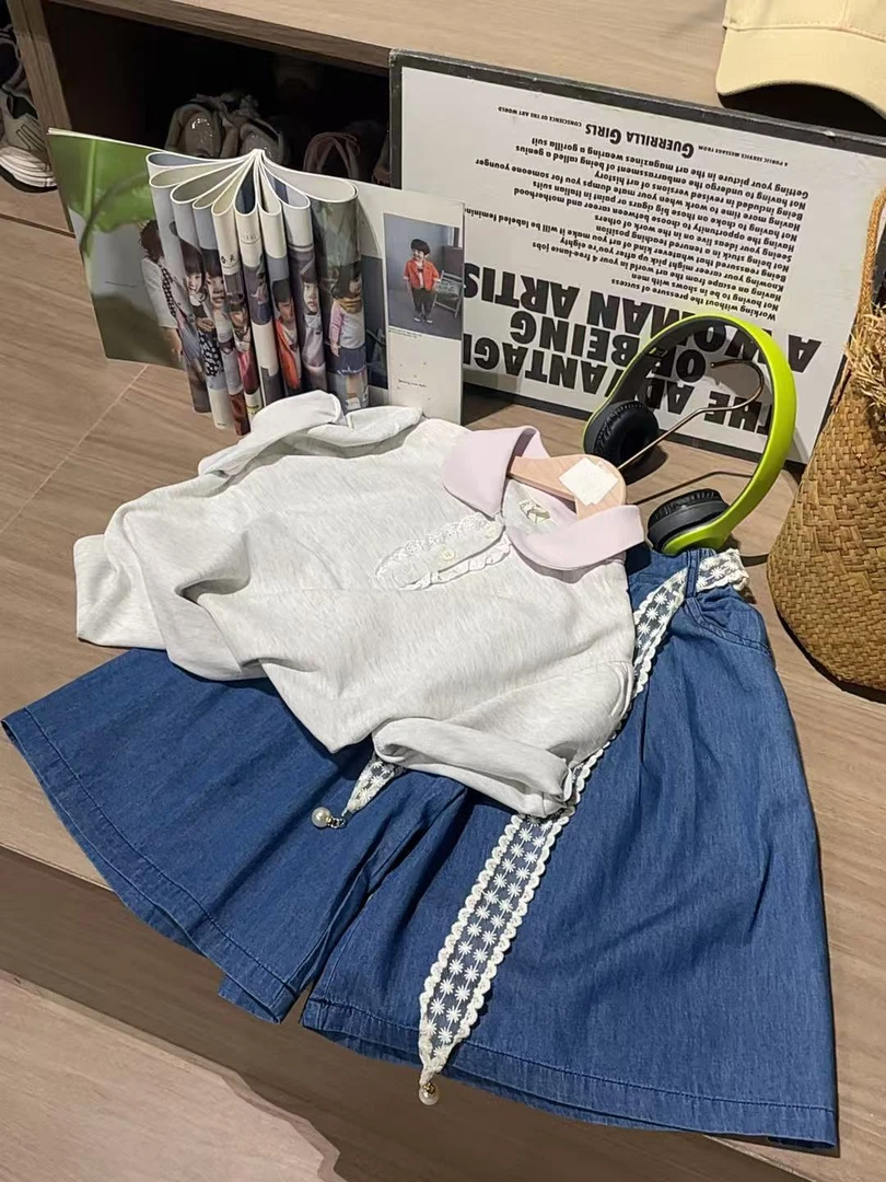 505671 粉领子 韩版女童洋气休闲舒适时尚洋气日常百搭套装