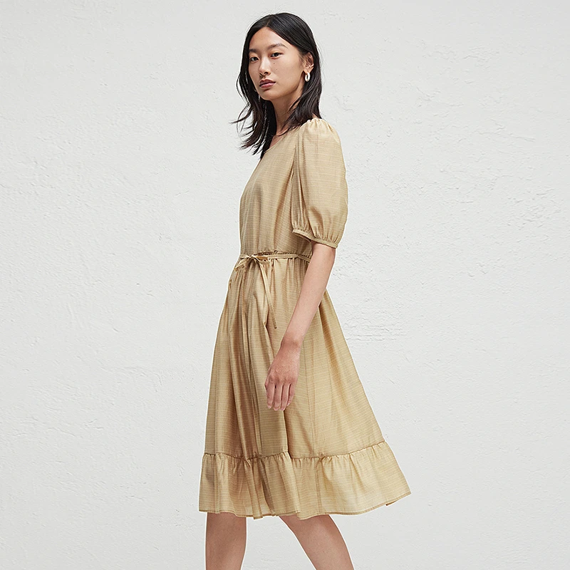 【直播专属】播收腰A字裙圆领裙花边连衣裙DDR2LD5793