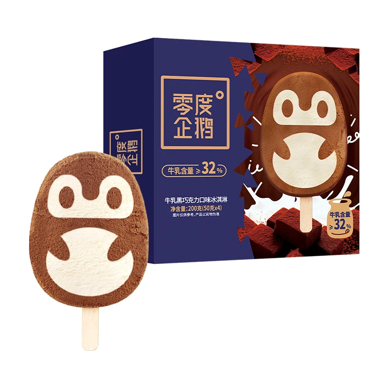 零度企鹅牛乳黑巧克力口味冰淇淋50g*4支/盒