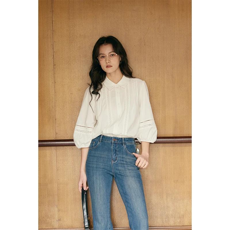法式蕾丝刺绣衬衫女春季白色浪漫衬衣宽松高级气质上衣