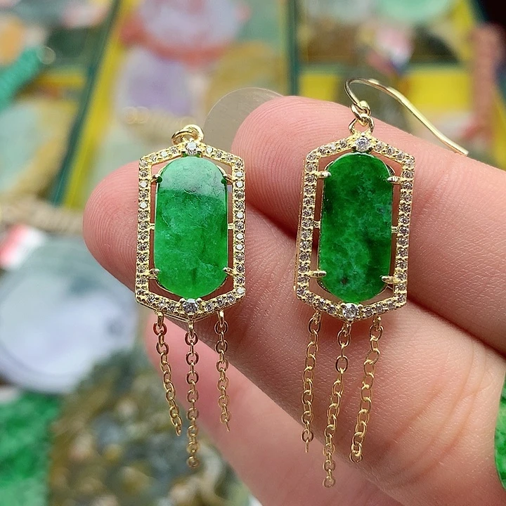 翡翠银S925镶嵌耳饰翡翠